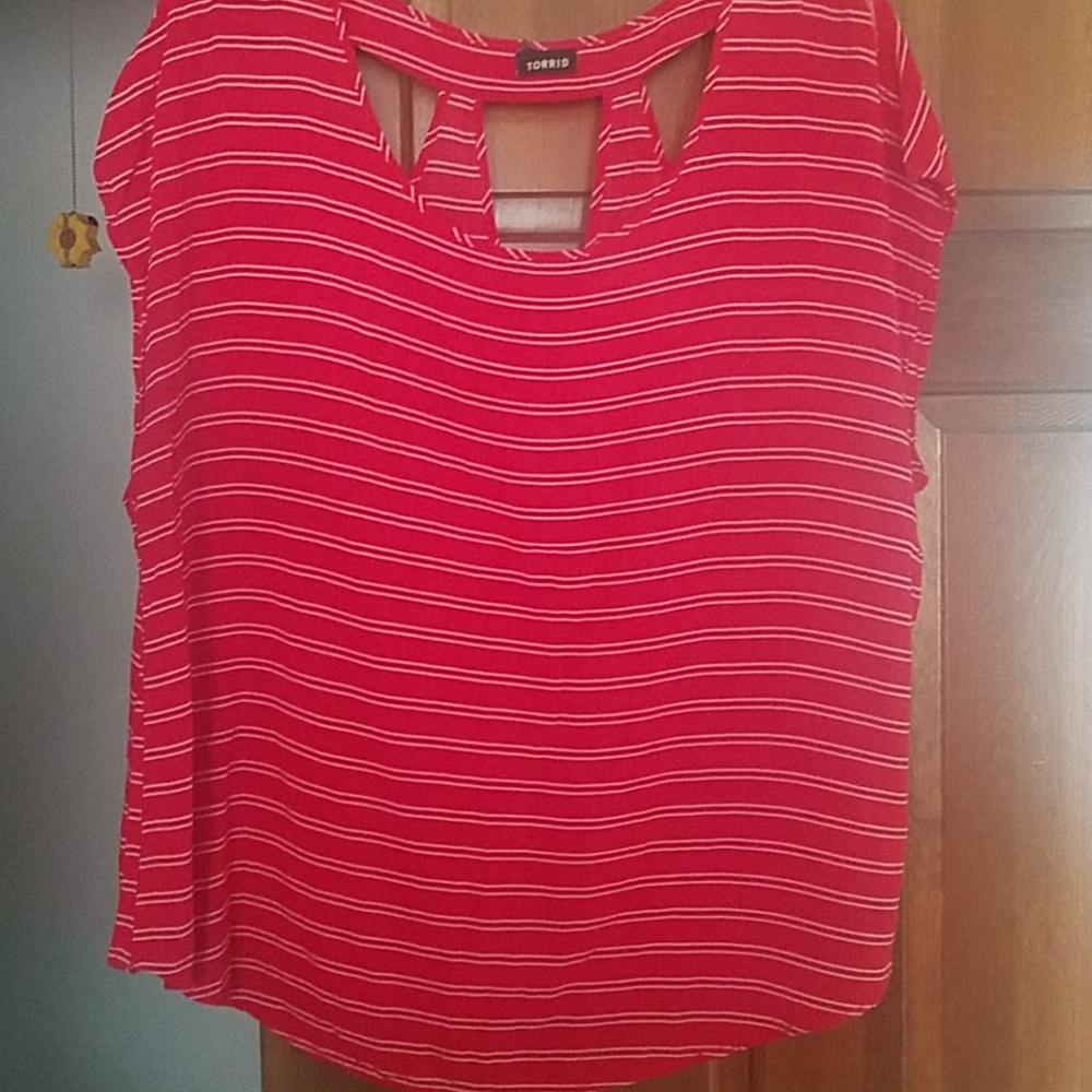 Torrid Red Striped Top
